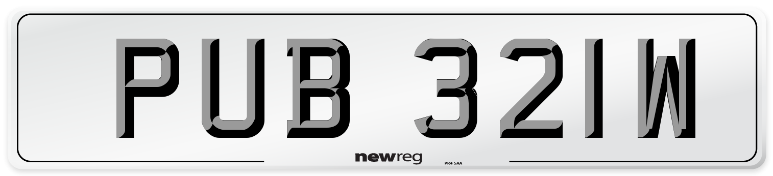 PUB 321W Number Plate from New Reg